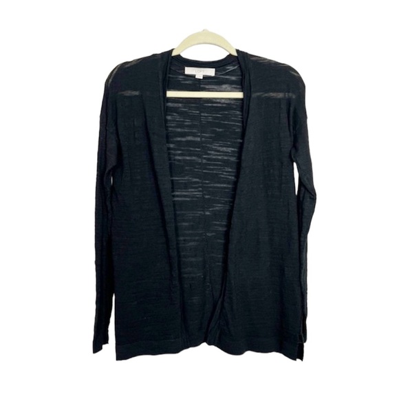 LOFT Cotton Blend Open Front Black Cardigan size XS - Picture 1 of 12
